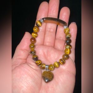 Natural tiger eye stone stretch bracelet